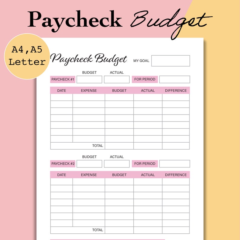 Paycheck to Paycheck Budget Printable Zero Based Budget Etsy Paycheck to Paycheck Budget Printable Zero Based Budget Etsy