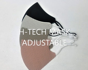 3D HI-TECH MASK Neo Microfiber Neoprene Washable Reusable Quick Dry, adjustable elastic Adult regular size, Black, White, Taupe, Pink Check