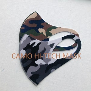 CAMO 3D HI-TECH Mask Neo Microfiber Neoprene Washable Reusable Quick Dry Self Deodorize, Kids Size and Larger size, 2 pk price available