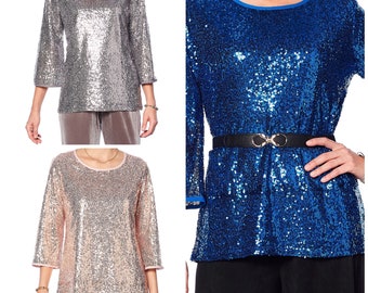 blue sequin top plus size