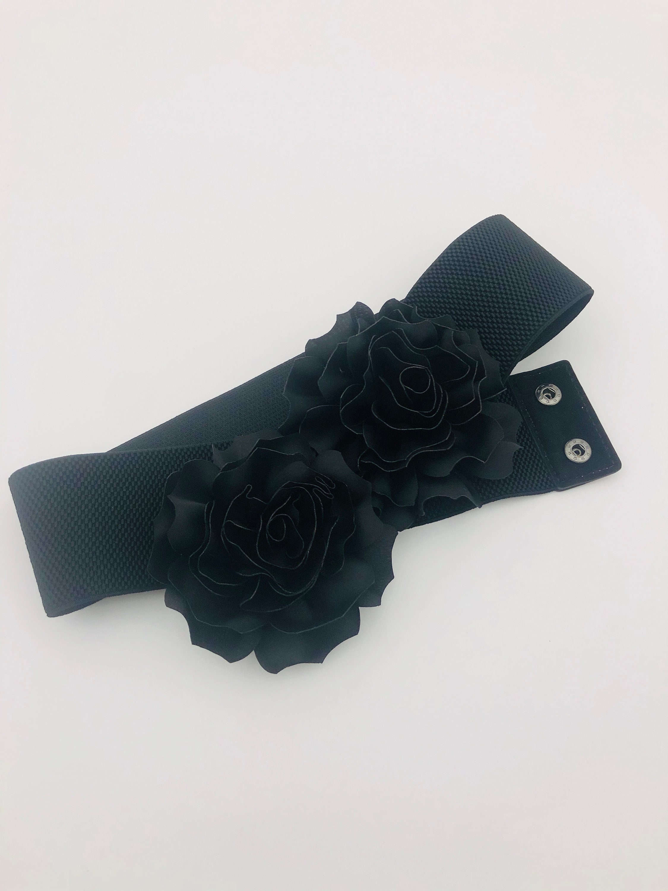 Satin Flower Elastic Waist Statement Belt SILK FLOWER ELASTIC BELT | ACCESSORIES – Let main image 4