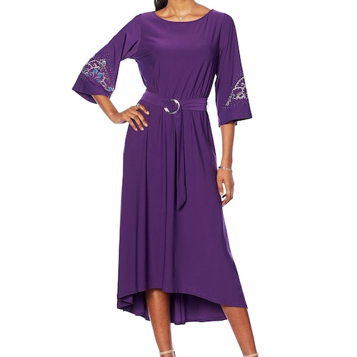 royal purple infinity dress Royal Purple Cotton Poplin V-Neck Infinity Midi Dress 26" / Custom Height (Free)