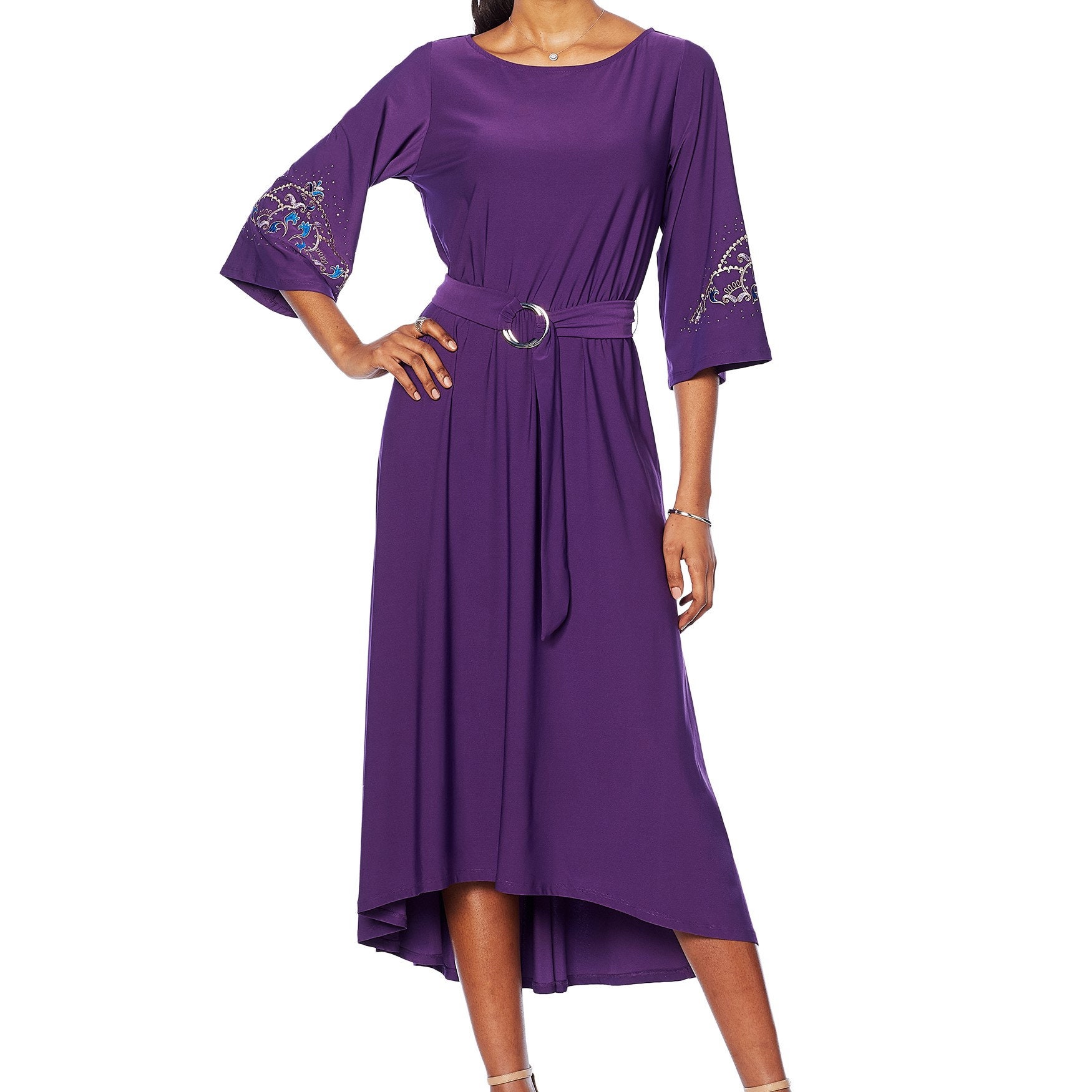 open lace back dress Carmen Gown in Purple by Black Halo