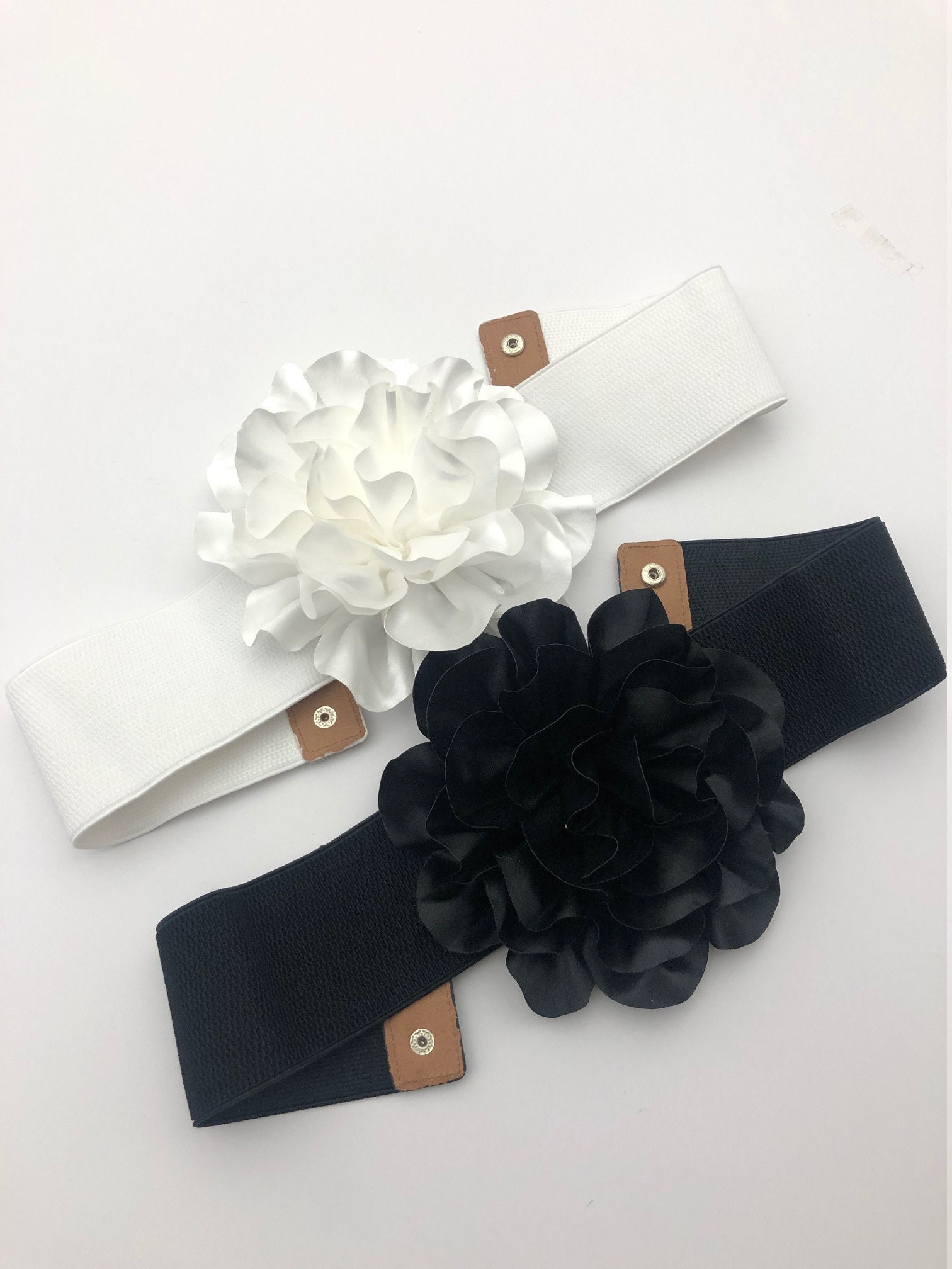 Satin Flower Elastic Waist Statement Belt SILK FLOWER ELASTIC BELT | ACCESSORIES – Let main image 2