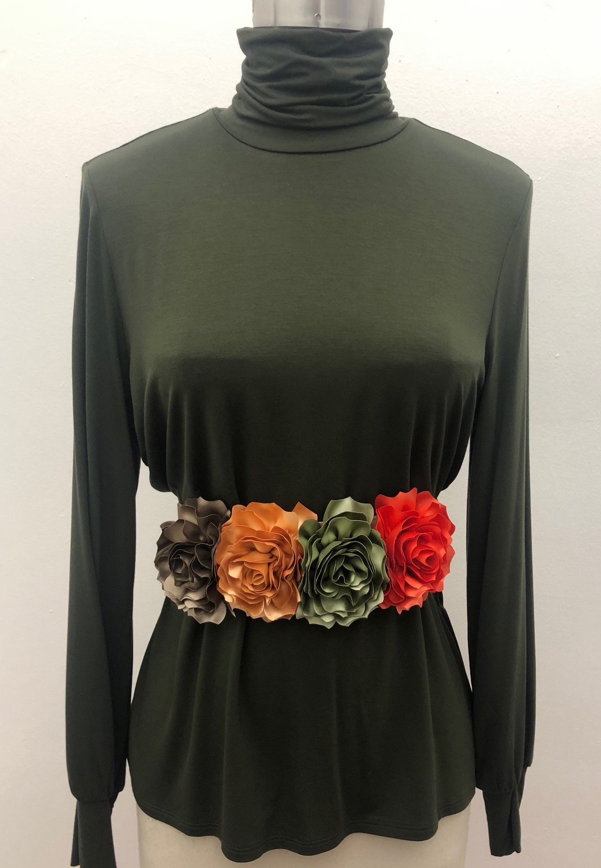 Satin Flower Elastic Waist Statement Belt Women Big Floral Elastic Wide Waist Belt Stretch Cinch  main image 4
