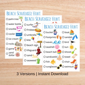 Caccia al tesoro sulla spiaggia / 3 versioni / Caccia al tesoro sulla spiaggia / Attività estive / Giochi da spiaggia / Giochi per bambini / Stampabile / Download istantaneo