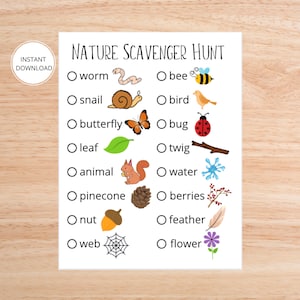 Caccia al tesoro stampabile/Caccia al tesoro nella natura/Caccia al tesoro all'aperto/Gioco di festa per bambini/Attività per bambini/Stampabile/Download istantaneo