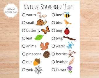 Printable Scavenger Hunt | Nature Scavenger Hunt | Outdoor Treasure Hunt | Kids Party Game | Kids Activities | Printable | Instant Download