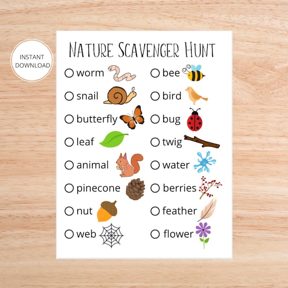 Printable Scavenger Hunt | Nature Scavenger Hunt | Outdoor Treasure Hunt | Kids Party Game | Kids Activities | Printable | Instant Download