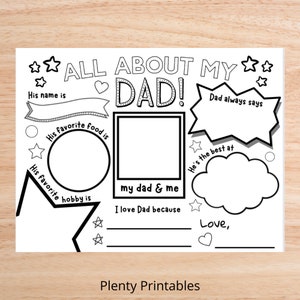 All About My Dad Father's Day Printable | Fill in the Blank Printable ...