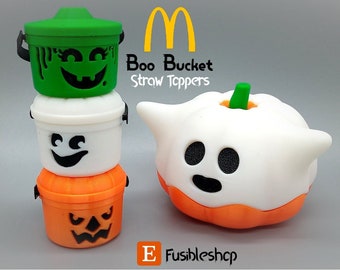 Straw Toppers Halloween Buckets. McHalloween Boo Buckets. McDonald's 80s and 90s Happy Meal Nostalgia.