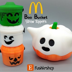 Straw Toppers Halloween Buckets. McHalloween Boo Buckets. McDonald's 80s and 90s Happy Meal Nostalgia.