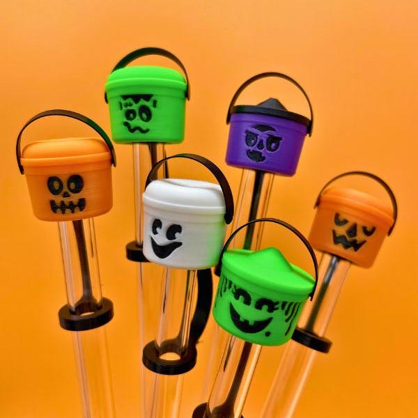 Straw Topper Halloween Boo Buckets, McHalloween Boo Bucket Straw Cover, McDonald's 80s and 90s Happy Meal Nostalgia, Vintage Halloween