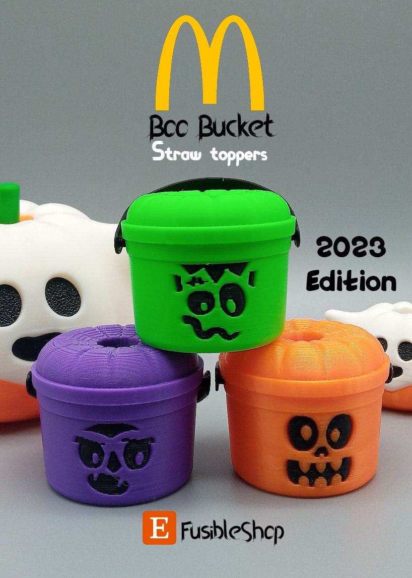 Straw Topper Halloween Boo Buckets. Mchalloween Boo Buckets