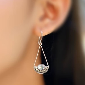 Earrings with blue topaz, earrings sterling silver, Bali silver 925