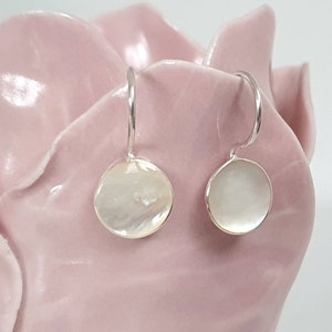Ohrhänger Silber, Perlmutt Muschel Ohrringe Sterling Silber 925, Mother of Pearl