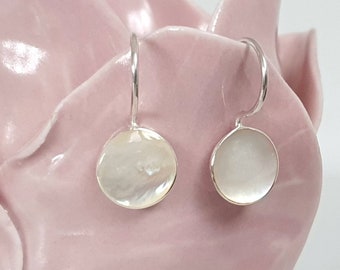 Orecchini pendenti in argento, orecchini a conchiglia in madreperla, argento sterling 925, madreperla