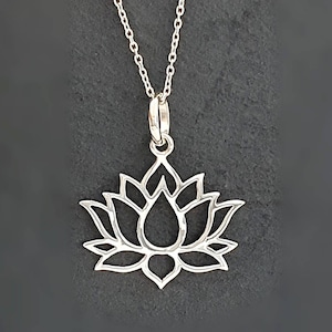 925 Silver Lotus Necklace, Chain Sterling Silver 925, Flower Necklace Silver Sterling