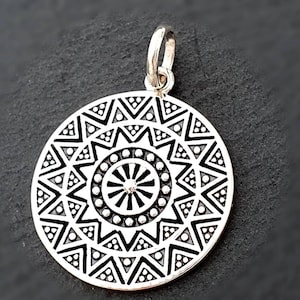 Necklace pendant silver, mandala pendant - sterling silver 925