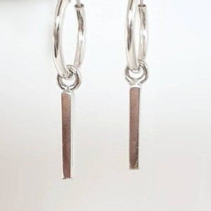 925er Silber Stab Ohrringe, Kleine Creolen