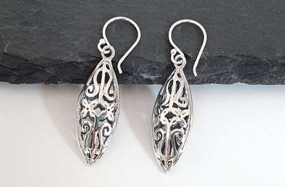 Ohrringe Silber 925, Ornament Ohrhänger Sterling Silber, Geschenkidee