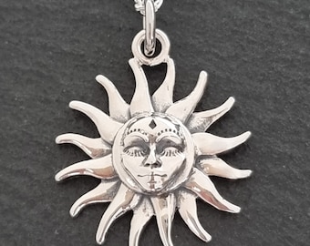Sun pendant in 925 silver, Yoga pendant