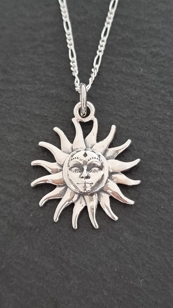 Sonne Kettenanhänger Silber 925, Anhänger Yoga