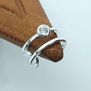 Ohrklemme, Ear Cuff Silber 925, Ohrmanschette, Zirkonia Ohrring Sterling Silber 925, Minimalistisch