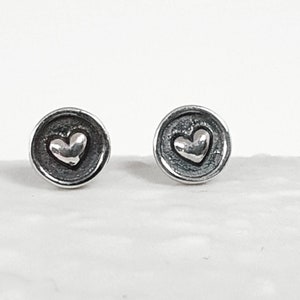 Orecchini a cuore, orecchini a bottone in argento 925