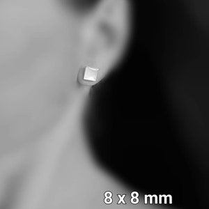 Mother of Pearl Shell Earrings, Square, Stud Earrings Sterling Silver 925, Mother of Pearl