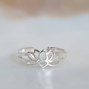 Toe ring silver lotus ring flower ring image 2