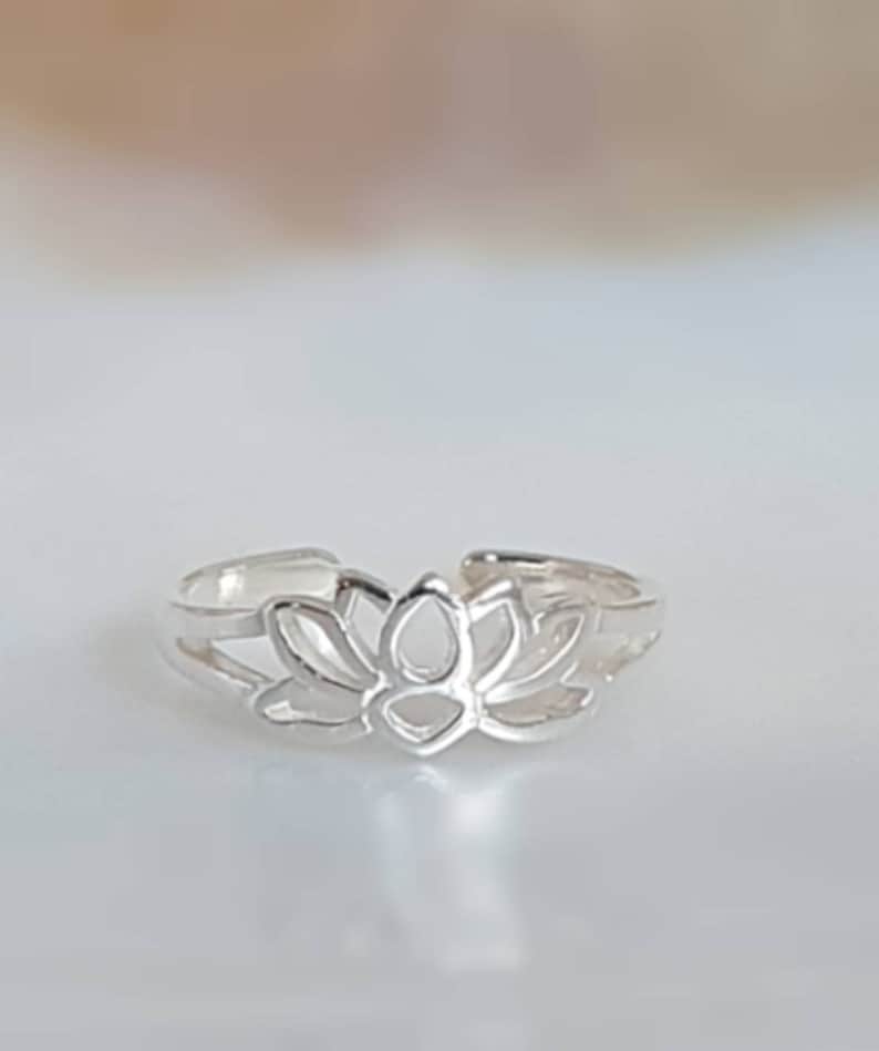 Toe ring silver lotus ring flower ring image 2