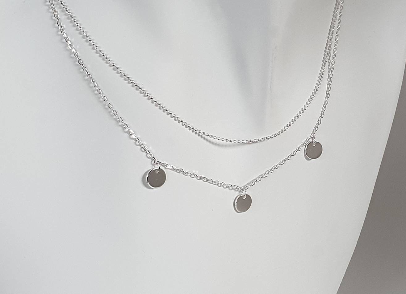 3 Strand 40,6 cm Halskette mit einem 5,1 cm Erweiterung in Sterling Silber 3 Strand 40,6 cm Halskette mit einem 5,1 cm Erweiterung in Sterling Silber
