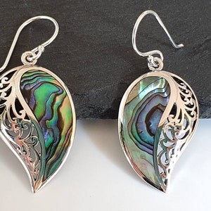 Abalone shell earrings made of 925 silver sterling