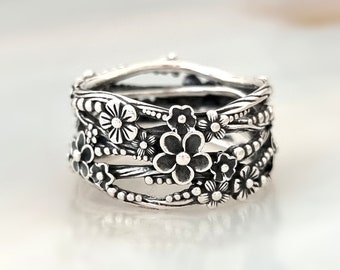 Blumen Ring Silber