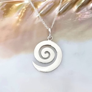 Spiral necklace silver, chain with pendant sterling silver 925