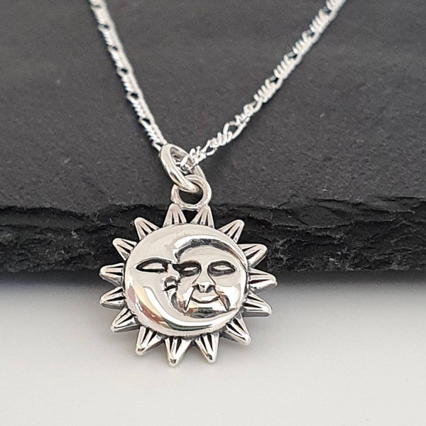 Sun and moon pendant with necklace