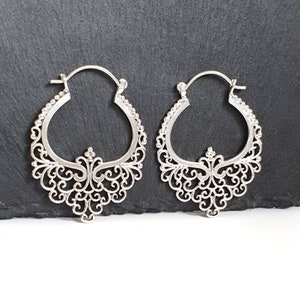 Hoop earrings silver - ornament earrings