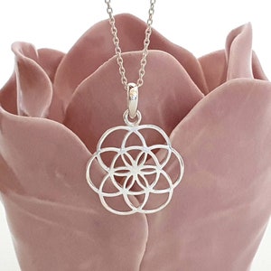 Flower of life necklace, chain silver 925