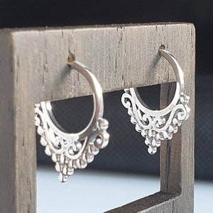 Earrings silver 925, boho hoop earrings plugs