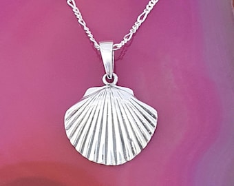 Silver necklace with shell pendant - sterling silver 925