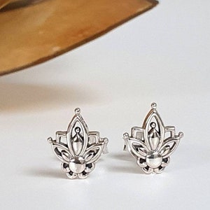 Earrings silver, flower stud earrings - sterling silver 925