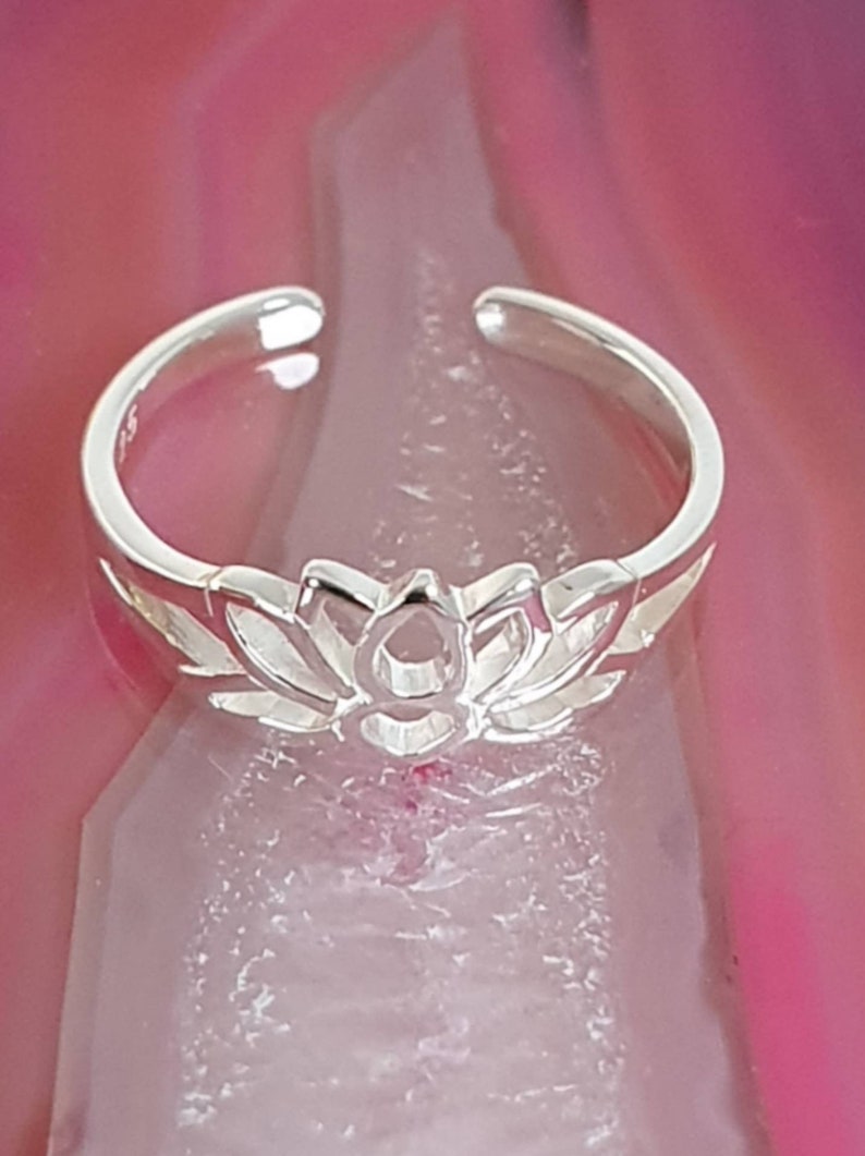 Toe ring silver lotus ring flower ring image 3