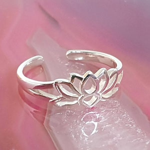 Toe ring silver lotus ring flower ring image 1