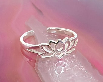 Bague d'orteil argent - bague lotus - bague fleur