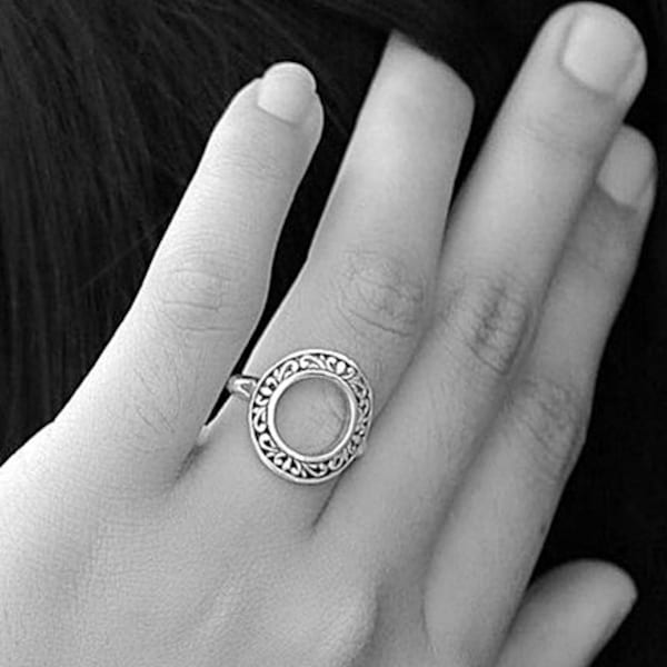 Kreis Ring, Ornament Ring Silber 925
