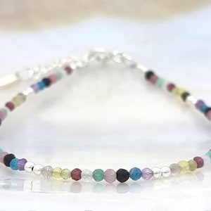 Buntes Armband, Edelsteine, Silber 925, Regenbogen Armband, Naturstein