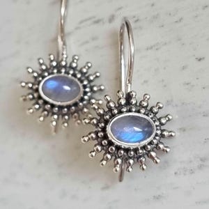 Moonstone earrings, gemstone earrings silver, sterling silver 925
