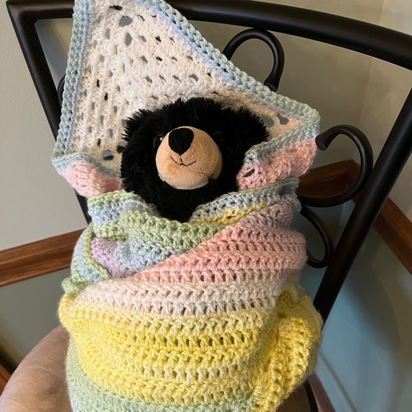 Rainbow Swaddle Baby Blanket Crochet Pattern