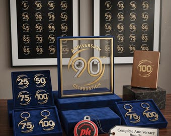 Luxury Anniversary SVG PNG Ai Bundle, 5th To 100th Milestone Coin Clipart, Premium POPOHAMHAM Designs, Cricut Files, Digital Download